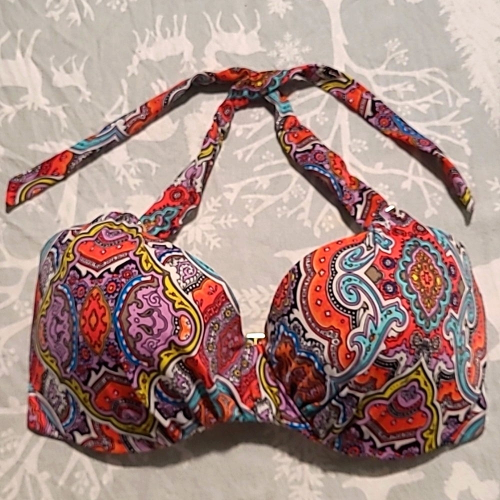 Victoria Secret paisley multi-color swim top 32DD